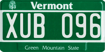 VT license plate XUB096