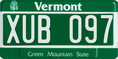 VT license plate XUB097