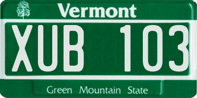 VT license plate XUB103