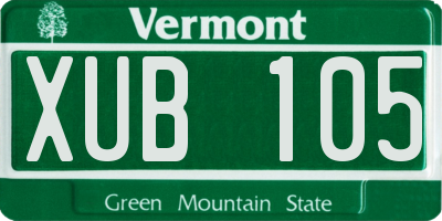 VT license plate XUB105
