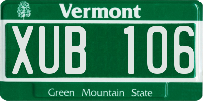 VT license plate XUB106