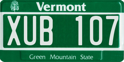 VT license plate XUB107