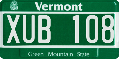VT license plate XUB108