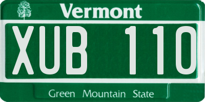 VT license plate XUB110