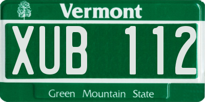 VT license plate XUB112