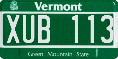 VT license plate XUB113
