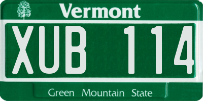 VT license plate XUB114