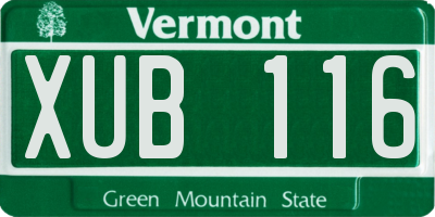 VT license plate XUB116