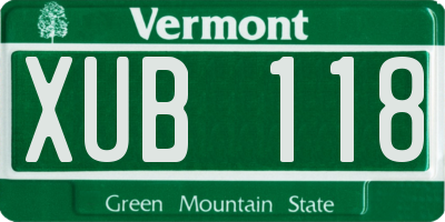 VT license plate XUB118
