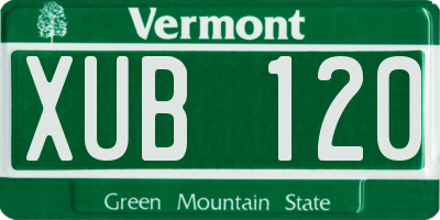 VT license plate XUB120