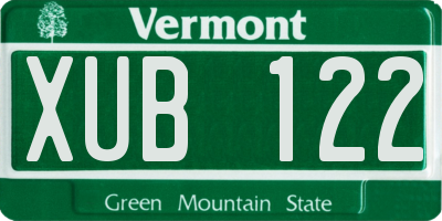 VT license plate XUB122