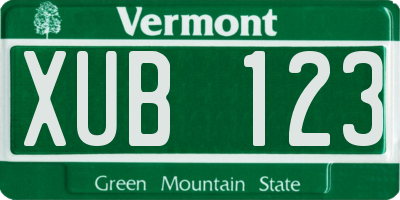 VT license plate XUB123