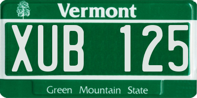 VT license plate XUB125