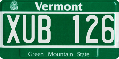 VT license plate XUB126