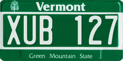 VT license plate XUB127