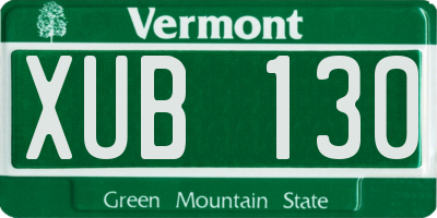 VT license plate XUB130
