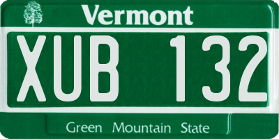 VT license plate XUB132