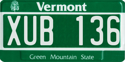 VT license plate XUB136
