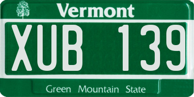 VT license plate XUB139