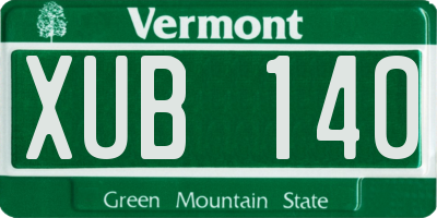 VT license plate XUB140