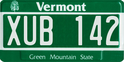 VT license plate XUB142