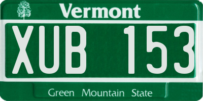 VT license plate XUB153