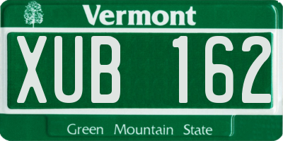 VT license plate XUB162