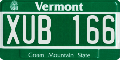 VT license plate XUB166