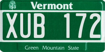 VT license plate XUB172