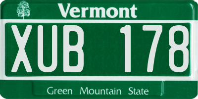 VT license plate XUB178