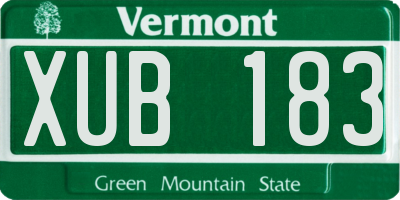VT license plate XUB183