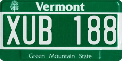 VT license plate XUB188