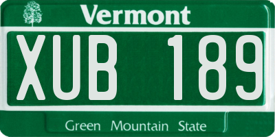 VT license plate XUB189