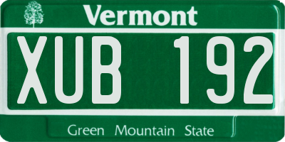 VT license plate XUB192
