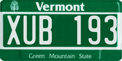 VT license plate XUB193