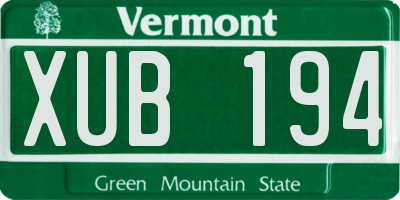 VT license plate XUB194