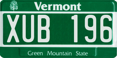 VT license plate XUB196