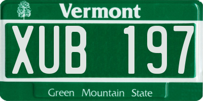 VT license plate XUB197