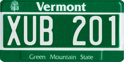 VT license plate XUB201