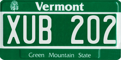 VT license plate XUB202