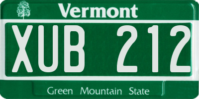 VT license plate XUB212