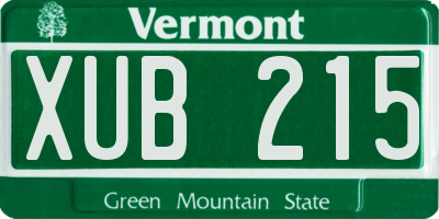 VT license plate XUB215