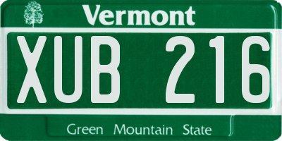 VT license plate XUB216