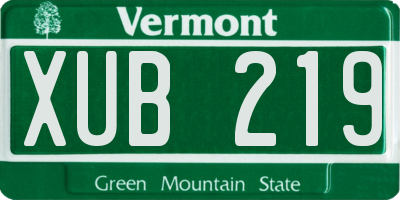 VT license plate XUB219