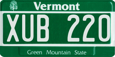 VT license plate XUB220