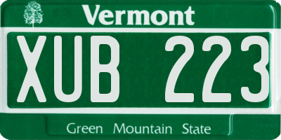 VT license plate XUB223