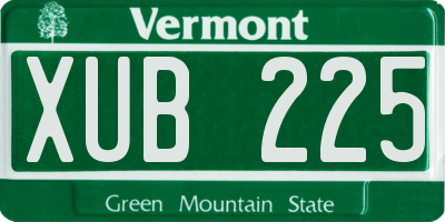 VT license plate XUB225