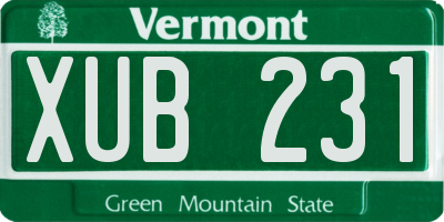 VT license plate XUB231