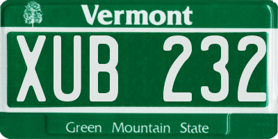 VT license plate XUB232