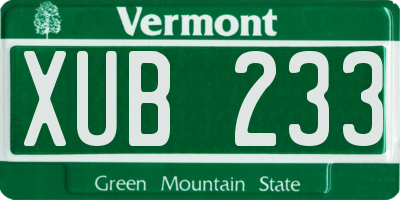 VT license plate XUB233